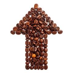 Coffee beans arranged as an arrow