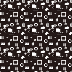 Obraz premium Seamless Office Icon Pattern Background (Black Base)
