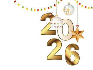 Naklejka premium Festive 2026 new year celebration white background