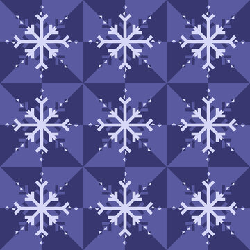 Seamless pattern with geometric snowflakes