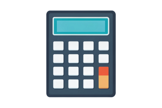 Simple flat calculator icon graphic for digital projects and presentations clean design isolated on transparent background
