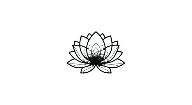Elegant black and white lotus flower symbol of purity and enlightenment