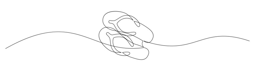 Continuous Line Art: Flip Flops on Sand