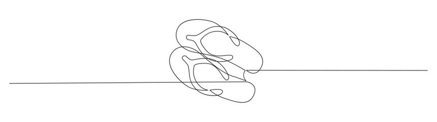 Single Line Drawing of Beach Flip-flops