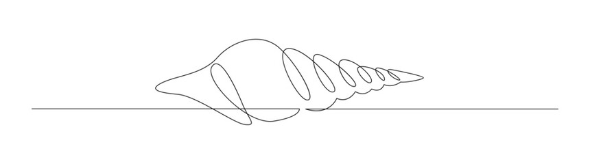 Continuous Line Drawing of Seashell on the Ground