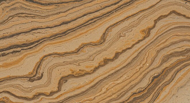 Abstract sandstone texture with wavy lines in shades of brown, beige, and black, creating a natural pattern