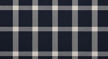 Closeup of a dark blue and white checkered fabric, creating a classic and versatile textile pattern for design projects