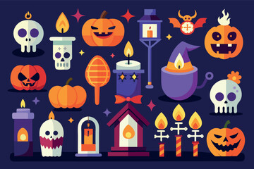 Spooky halloween vector illustration festive spooky night elements for seasonal celebrations