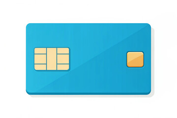 Modern flat design blue credit card with chip and contactless symbol png isolated on transparent background