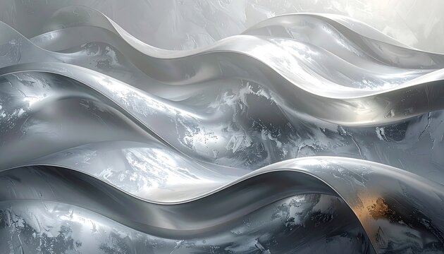 Abstract Metallic Wave Forms in Silver Grey