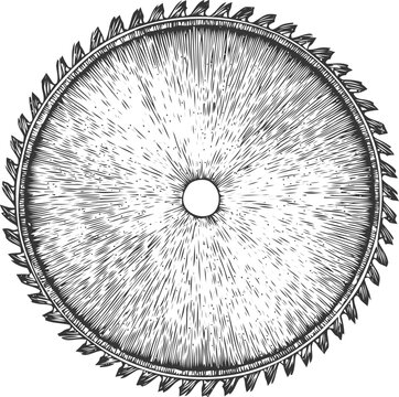 recommend clip art: Circular saw blade sketch, hand drawn style, detailed woodworking tool illustration — stock vector
