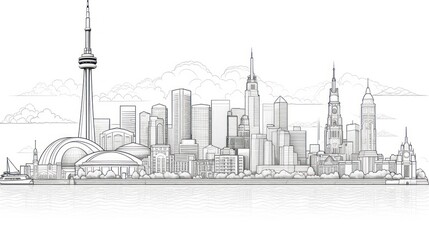 Fototapeta premium Cityscape line drawing