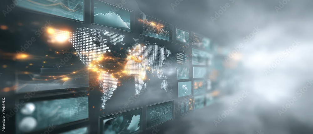 Aufkleber data breach response dashboard metrics business environment blurred background live update concept v