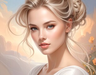 Beautiful woman, soft light, romantic