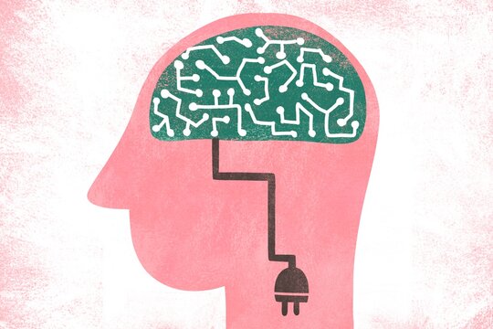 Artificial Intelligence Brain with Power Plug 