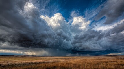 Obraz premium Dramatic storm clouds over plains