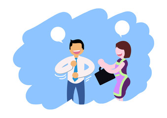 Couple Talking Before Going to Work Illustration