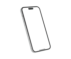 Modern smartphone with a customizable blank screen, isolated on a transparent PNG. This concept is perfect for business, finance, technology, and advertising. High-quality premium studio image.