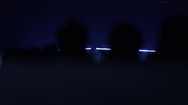 silhouettes of people at a concert with flashing lights