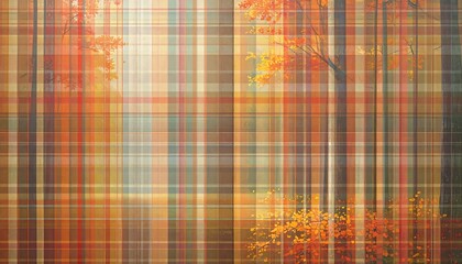 Autumn forest through plaid