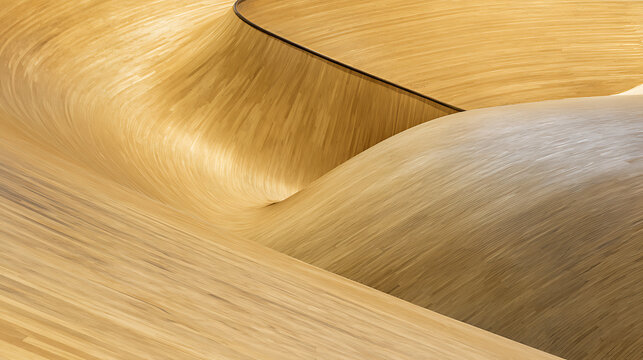 Smooth wooden surface with flowing curves and natural grain patterns