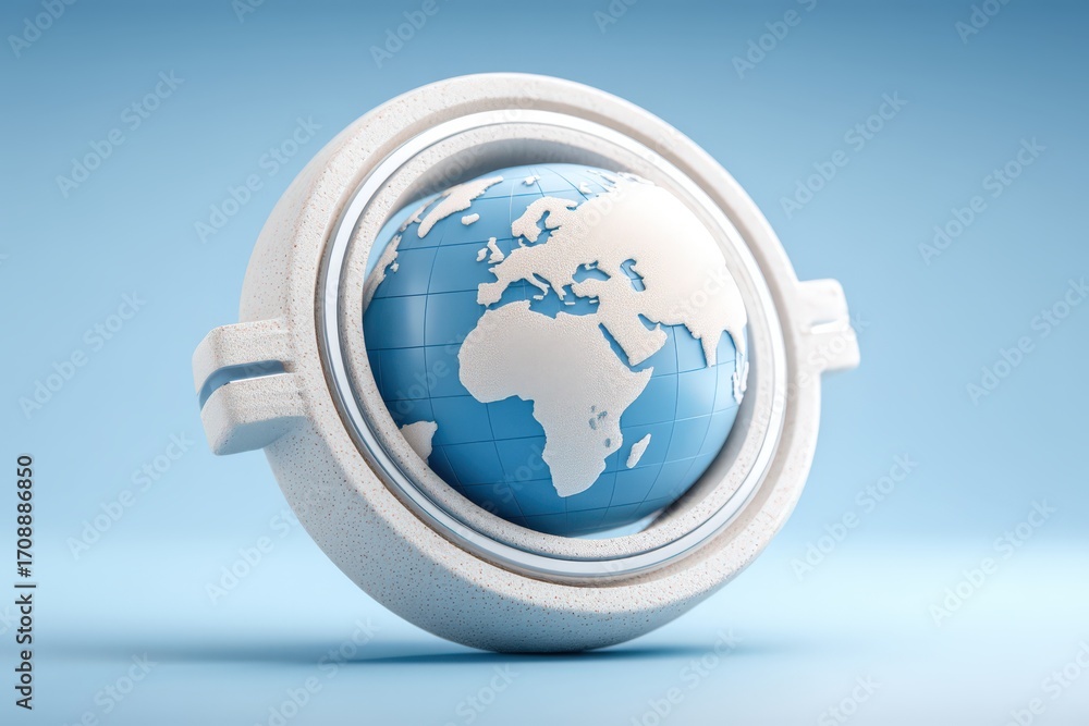 Poster captivating globe representation encased in a stylish white frame symbolizing global connectivity in