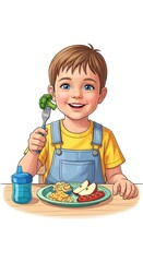 A cute boy enjoying his healthy meal. 