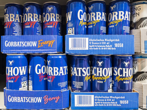 Gorbatschow Energy Drinks Displayed in Supermarket Aisle