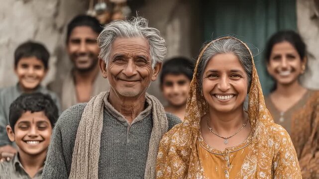 Smiling Happy Life Moments of Traditional Indian Family