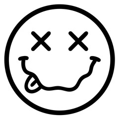 smiley face with crossed eyes and tongue