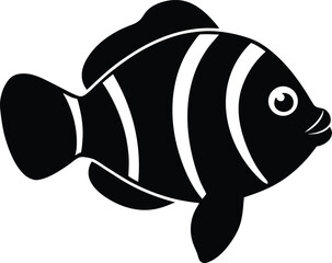 A cute and colorful cartoon angelfish illustration swimming underwater in the ocean