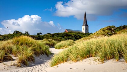 Coastal church on dunes