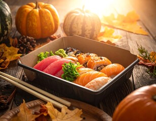 Autumnal sushi platter
