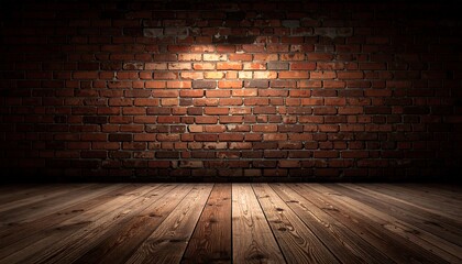 Empty room with brick wall and wooden floor