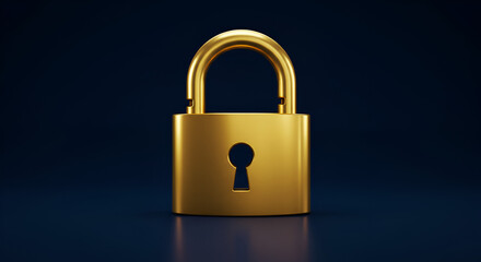 Golden Padlock on Blue Background representing security and protection