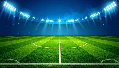 Empty soccer stadium at night
