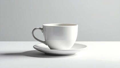 Empty white cup and saucer