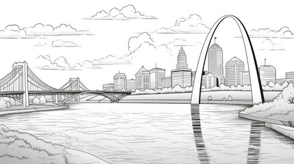 Fototapeta premium Cityscape drawing black and white