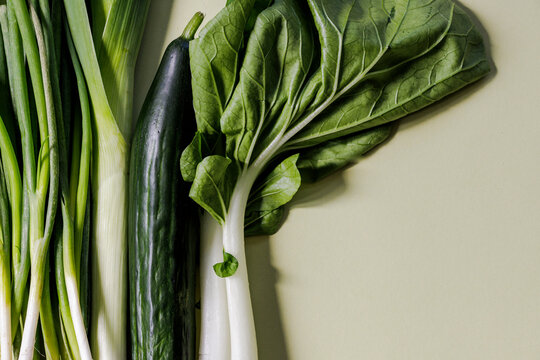 Different kind of green organic vegetables