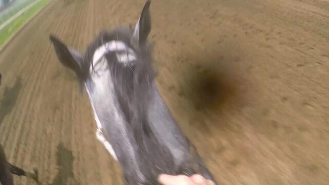 Jockey on a race horse POV
