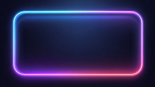 Neon rectangular and rounded frame collection glowing bluepinkpurple borders futuristic graphic design