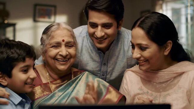 Happy Indian Family Celebrating Togetherness Across Generations