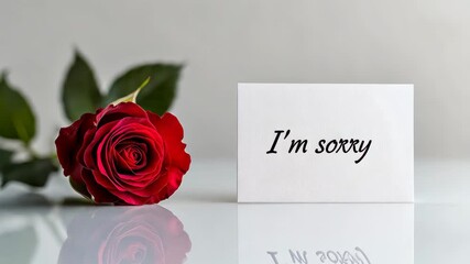 Elegant red rose and apology card express sincere regret and emotion