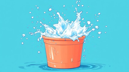 Splashing water from an orange bucket.