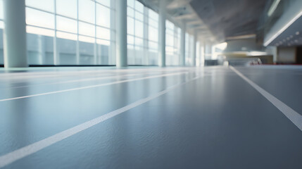 Obraz premium Empty modern interior space with large windows and polished floor