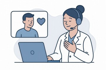 A compassionate medical professional engaging in a virtual consultation with a patient showcasing the emerging trends in telemedicine and emotional connection in modern healthcare interactions