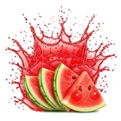 Watermelon Juice Splash Isolated on White Background