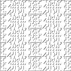 3d relief tiles. Vector pattern with symmetrical elements . Modern stylish abstract texture. Repeating tiles from striped elements. Black and white pattern.