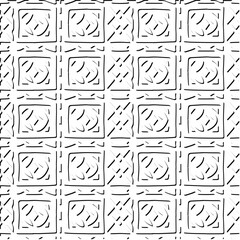 3d relief tiles. Vector pattern with symmetrical elements . Modern stylish abstract texture. Repeating tiles from striped elements. Black and white pattern.