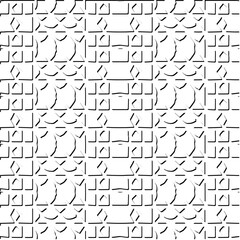 3d relief tiles. Vector pattern with symmetrical elements . Modern stylish abstract texture. Repeating tiles from striped elements. Black and white pattern.
